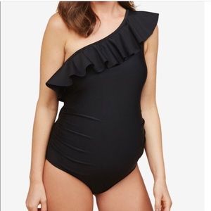 HP🤩🎉 Beach Bump Maternity One Shoulder Swimsuit